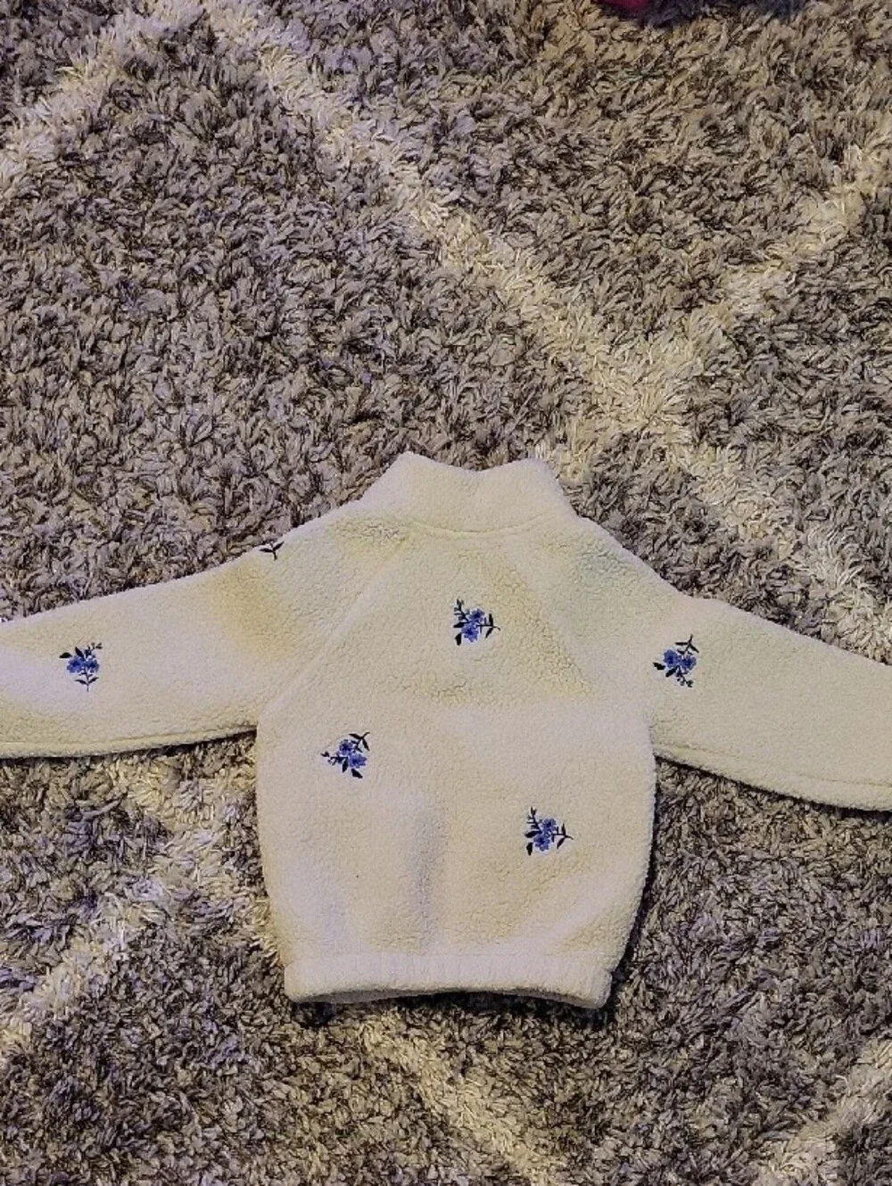 Old Navy Cream Fleece Pullover with Blue Floral Accents - Kids